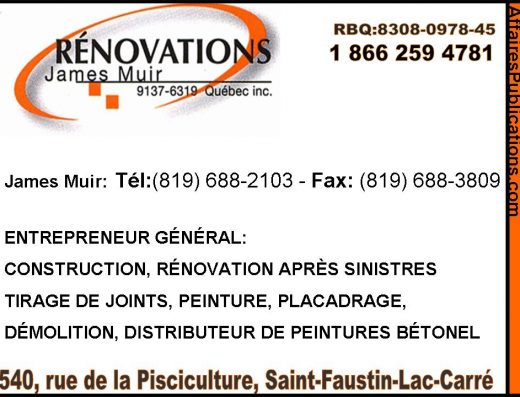 RÉNOVATIONS JAMES MUIR