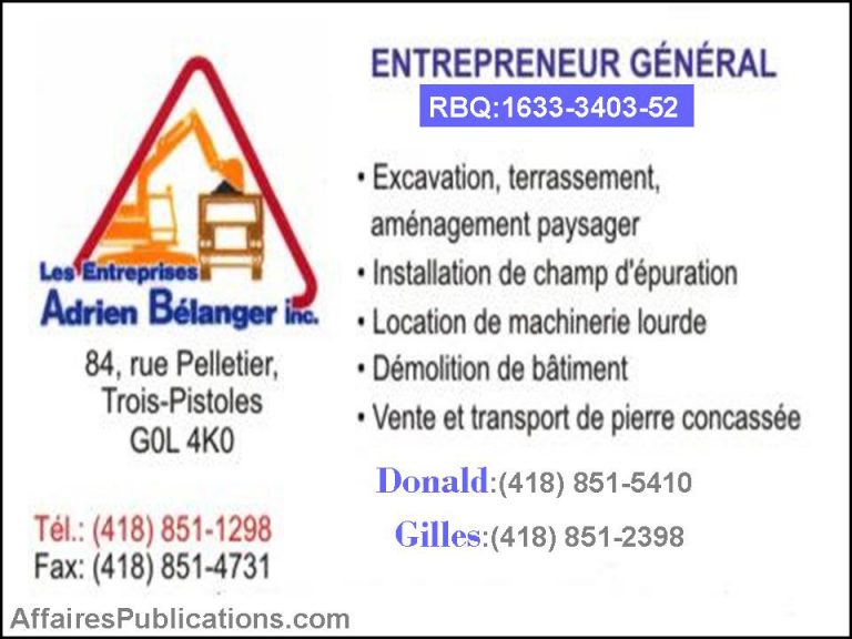 LES ENTREPRISES ADRIEN BÉLANGER
