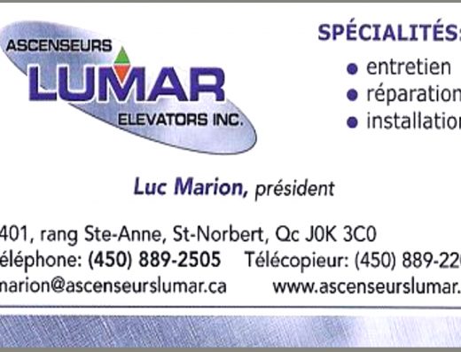 ASCENSEURS LUMAR INC