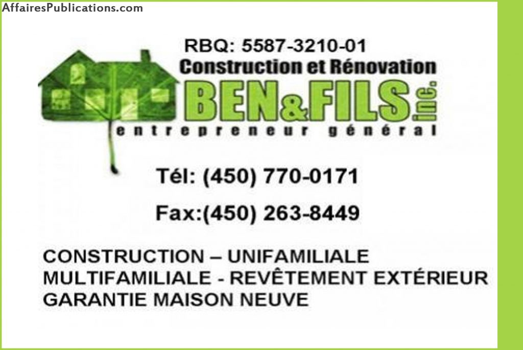 CONSTRUCTIONS ET RÉNOVATIONS BEN ET FILS