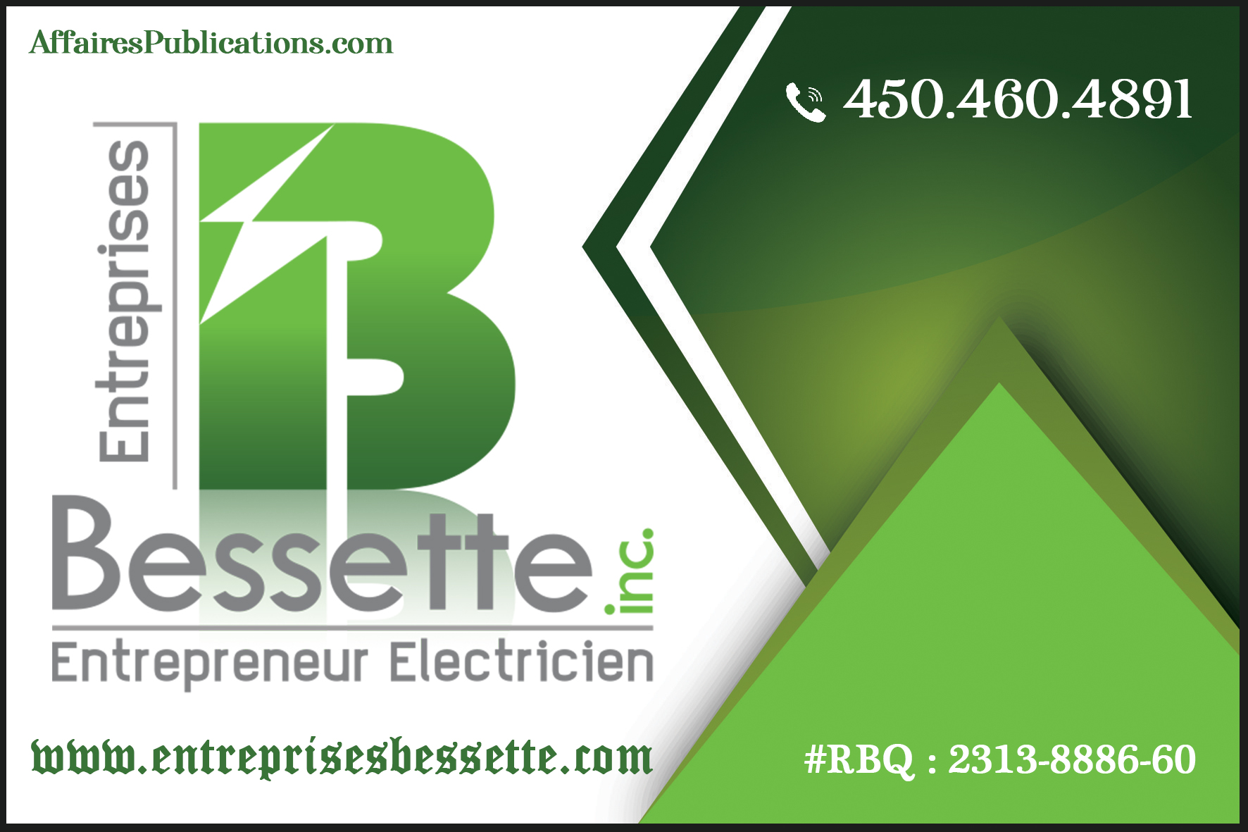 ENTREPRISES D&rsquo;ÉLECTRICITÉ RÉAL BESSETTE