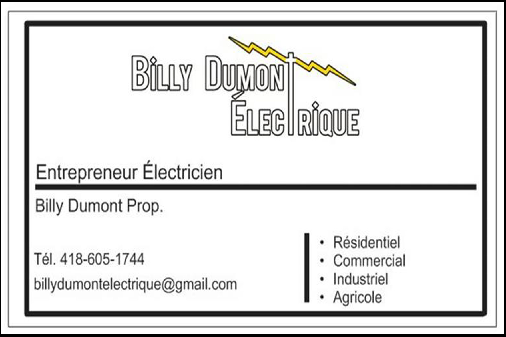 BILLY DUMONT ÉLECTRICIEN INC