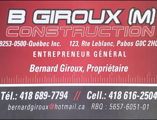 B GIROUX (M) CONSTRUCTION INC