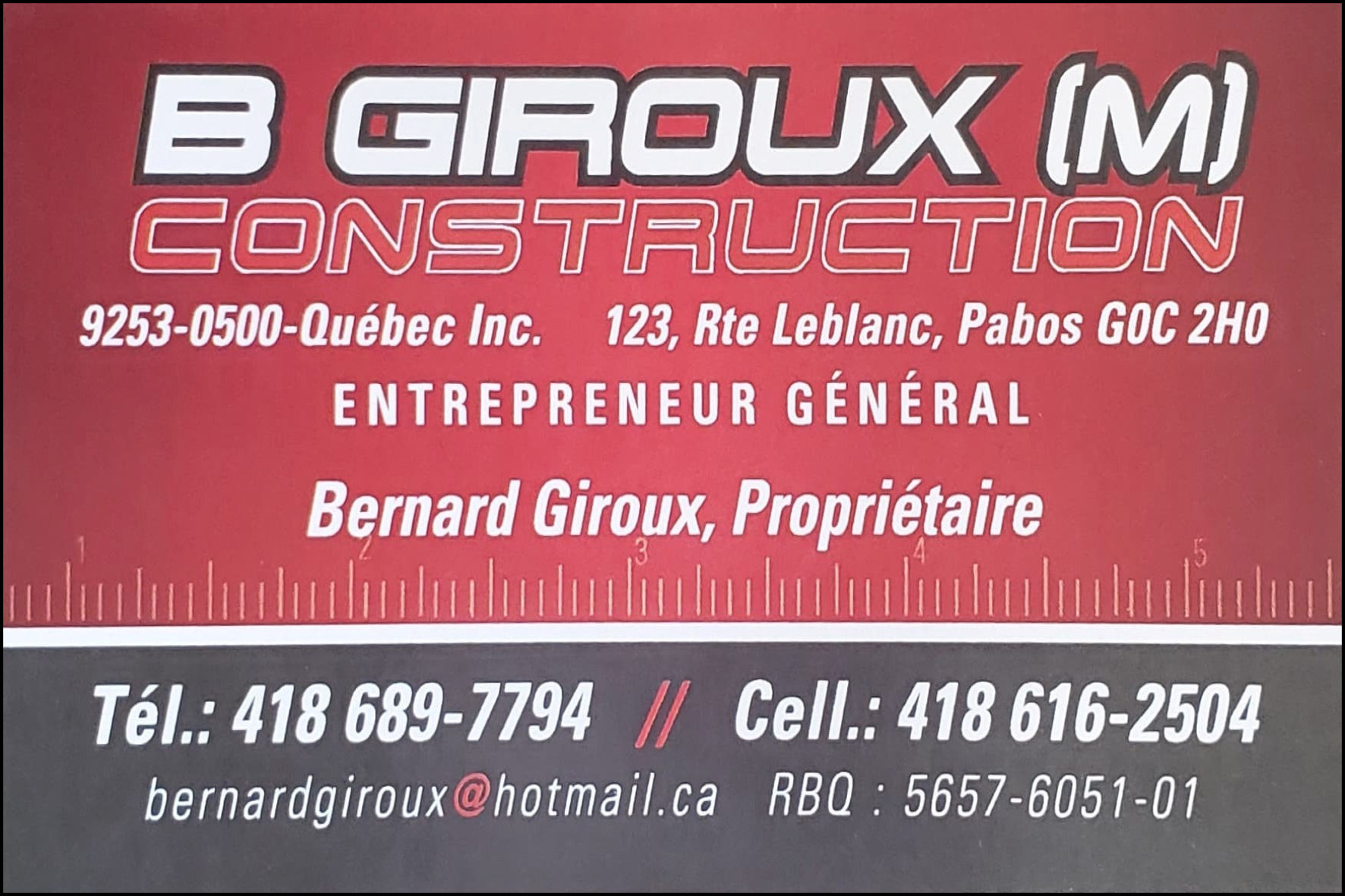 B GIROUX (M) CONSTRUCTION INC