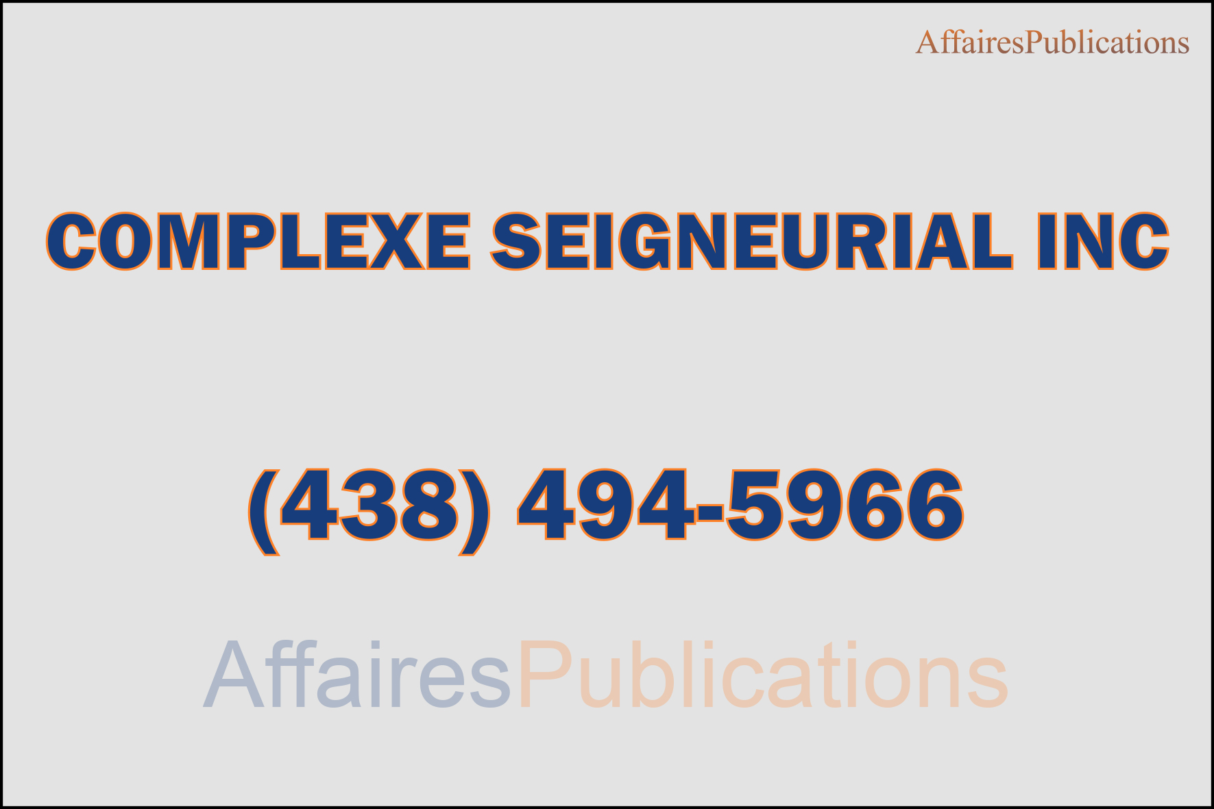 COMPLEXE SEIGNEURIAL INC