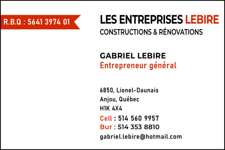 LES ENTREPRISES LEBIRE CONSTRUCTIONS ET RÉNOVATIONS