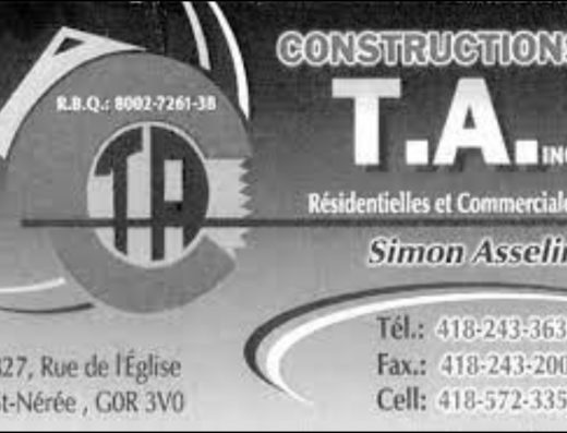 CONSTRUCTIONS T A INC