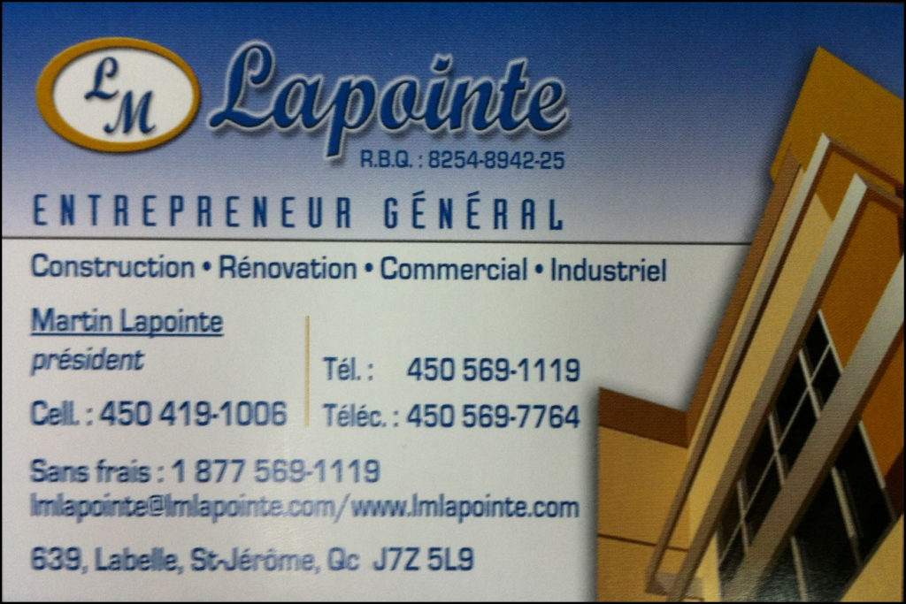 LM LAPOINTE ENTREPRENEUR GÉNÉRAL