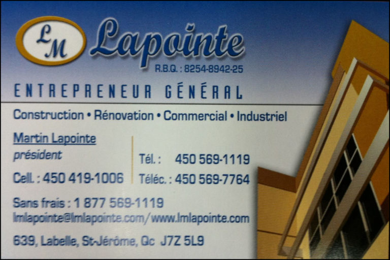 LM LAPOINTE ENTREPRENEUR GÉNÉRAL