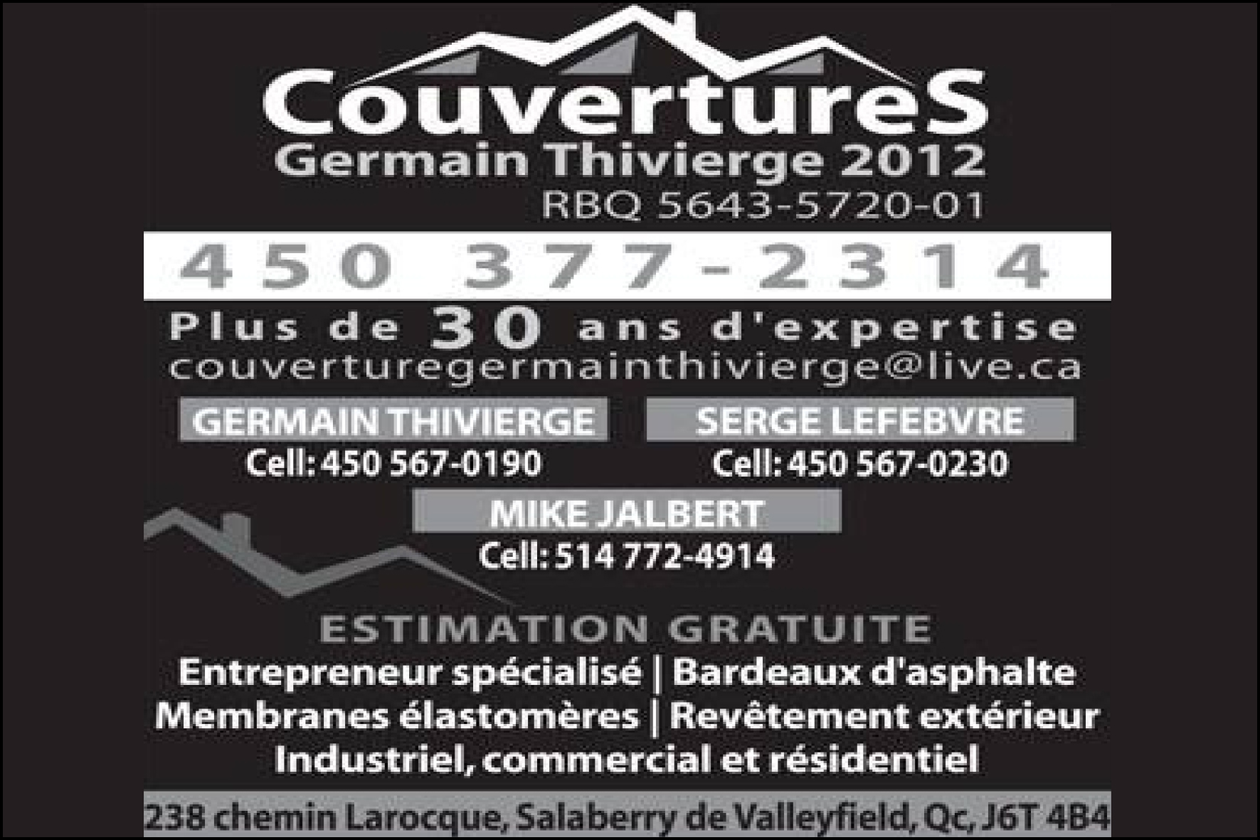 COUVERTURES GERMAIN THIVIERGE 2012 9198-4195 QUÉBEC INC
