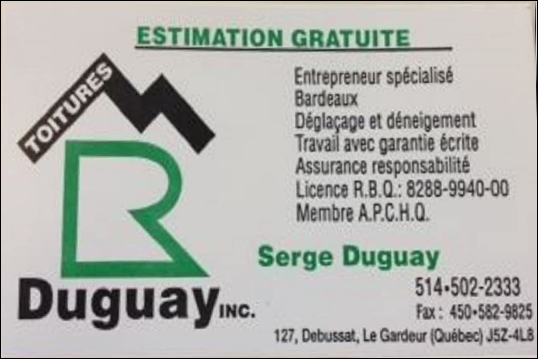 TOITURES M R DUGUAY INC