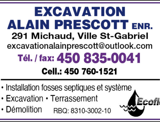 EXCAVATION ALAIN PRESCOTT INC