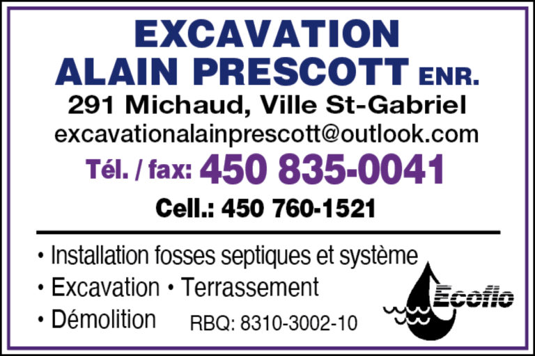 EXCAVATION ALAIN PRESCOTT INC