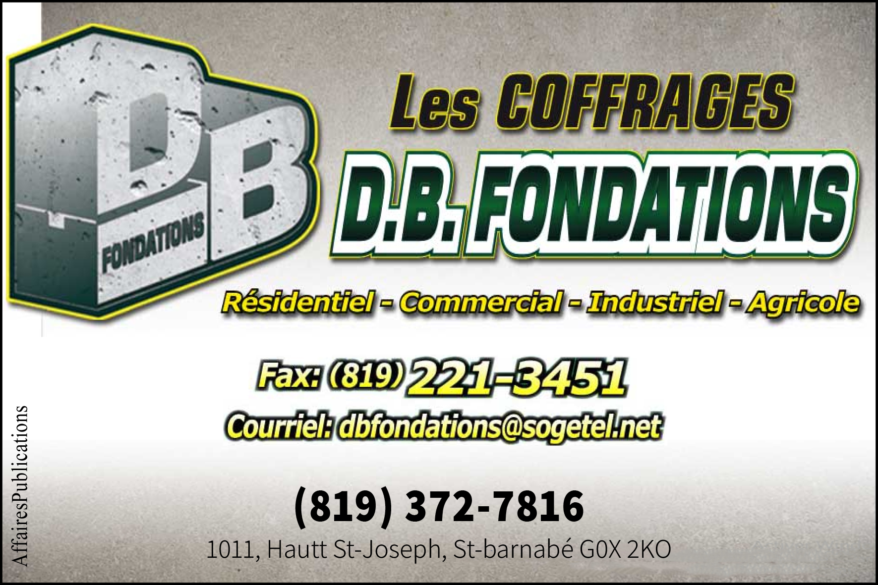 COFFRAGE DB FONDATIONS INC