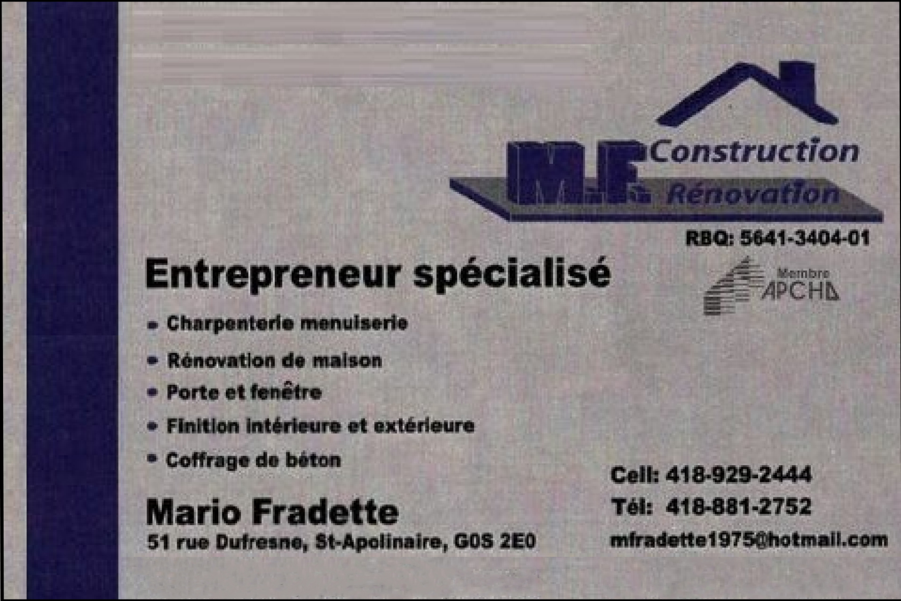 CONSTRUCTION RÉNOVATION MF