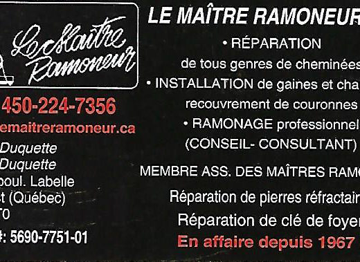 MAÎTRE RAMONEUR INC