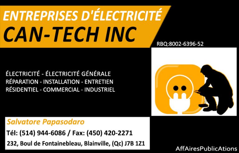 ENTREPRISES D&rsquo;ÉLECTRICITÉ CAN TECH INC