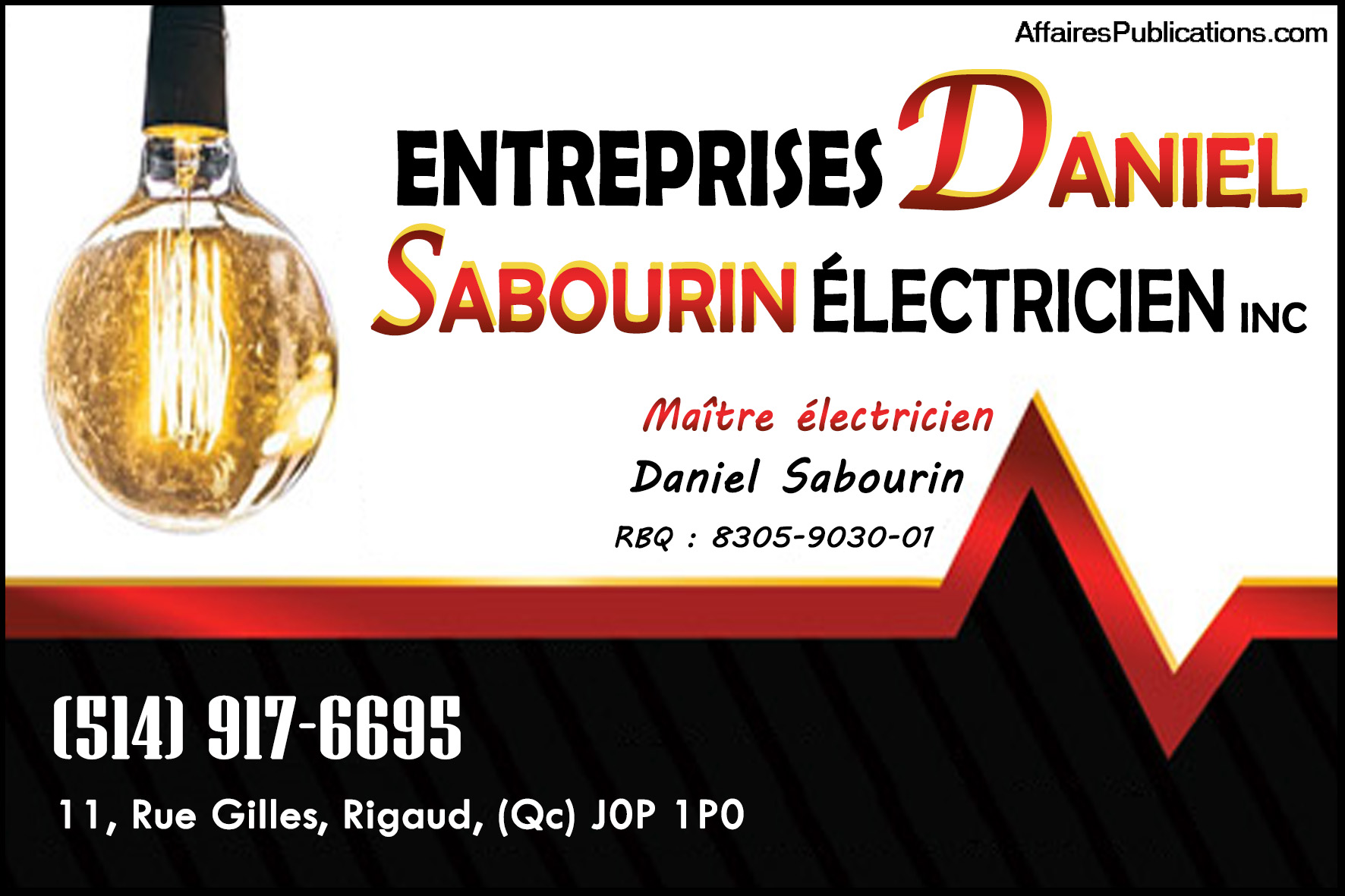 ENTREPRISES DANIEL SABOURIN ÉLECTRICIEN INC