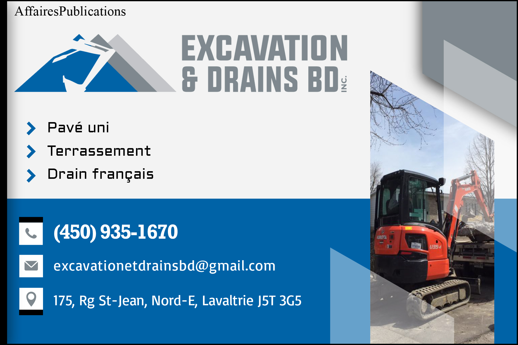 EXCAVATION ET DRAINS B.D. INC