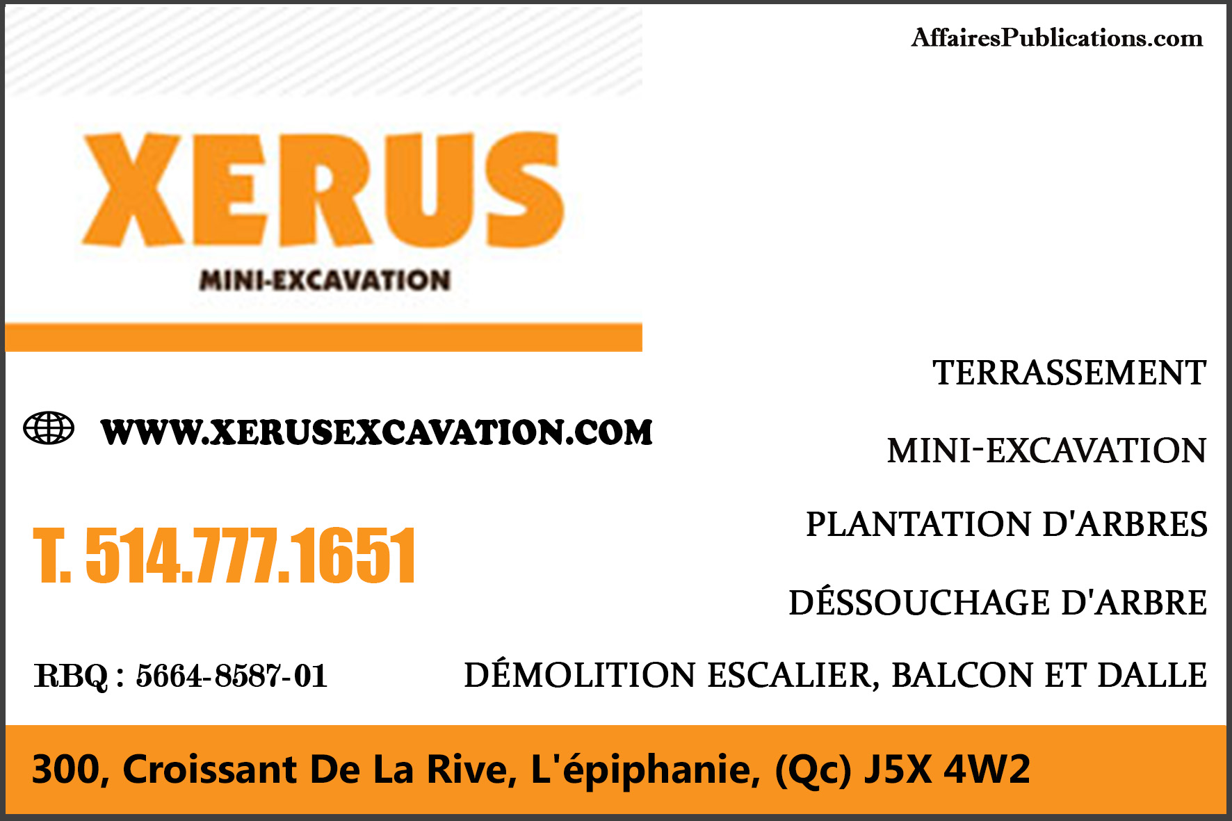 EXCAVATION ET RÉNOVATION XERUS