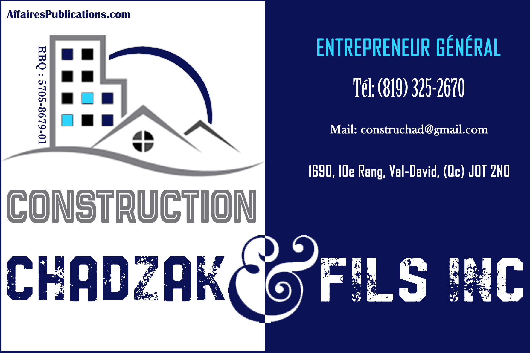 CONSTRUCTION CHADZAK & FILS