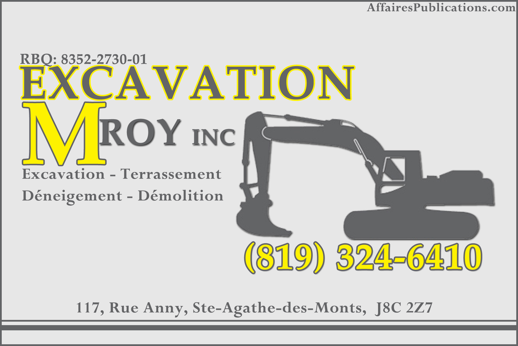EXCAVATION M ROY INC