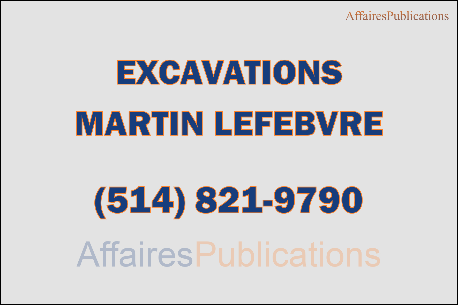 EXCAVATIONS MARTIN LEFEBVRE