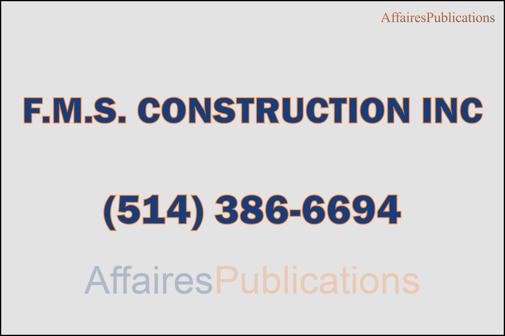 F.M.S. CONSTRUCTION INC