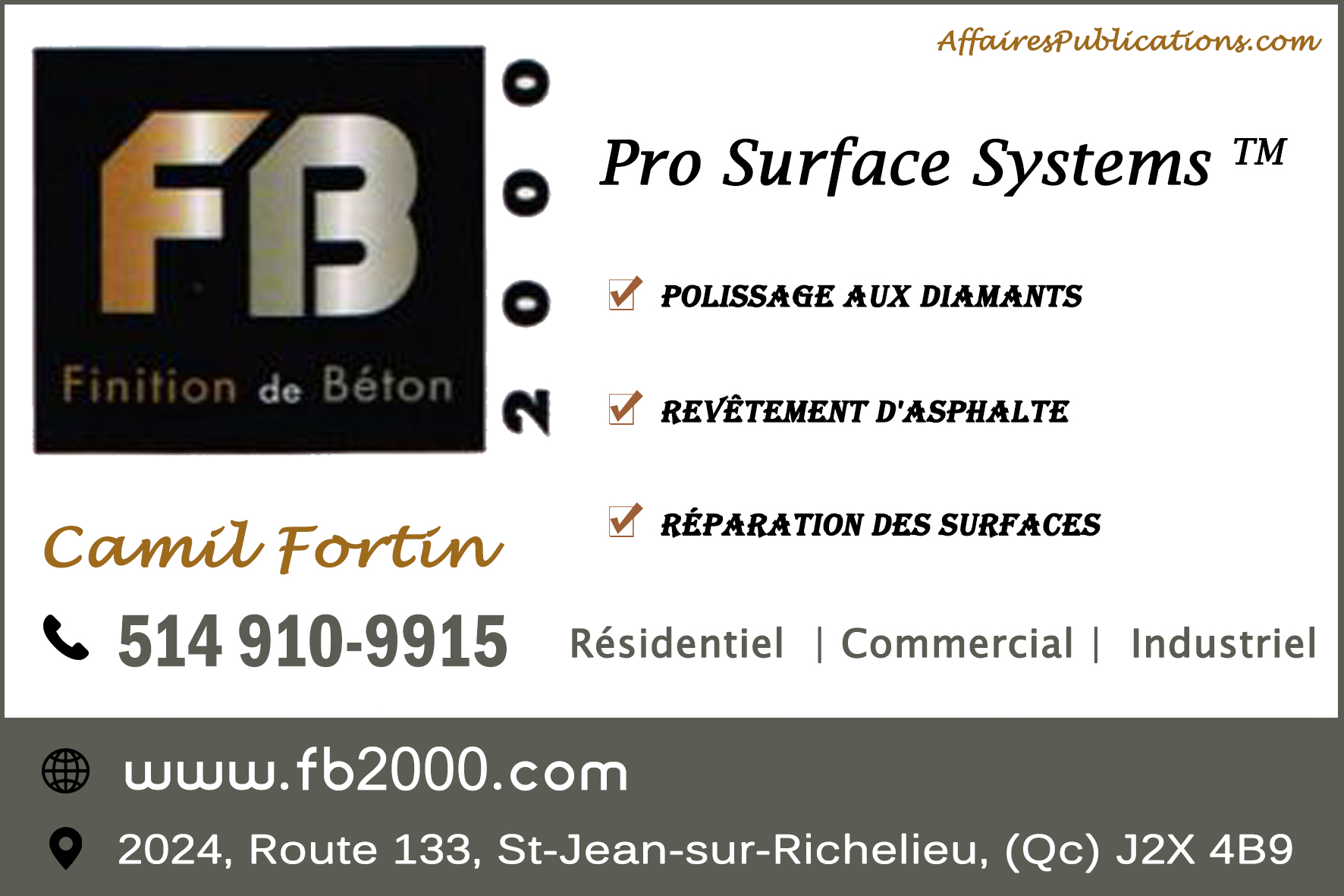 FINITION DE BÉTON 2000 ENR