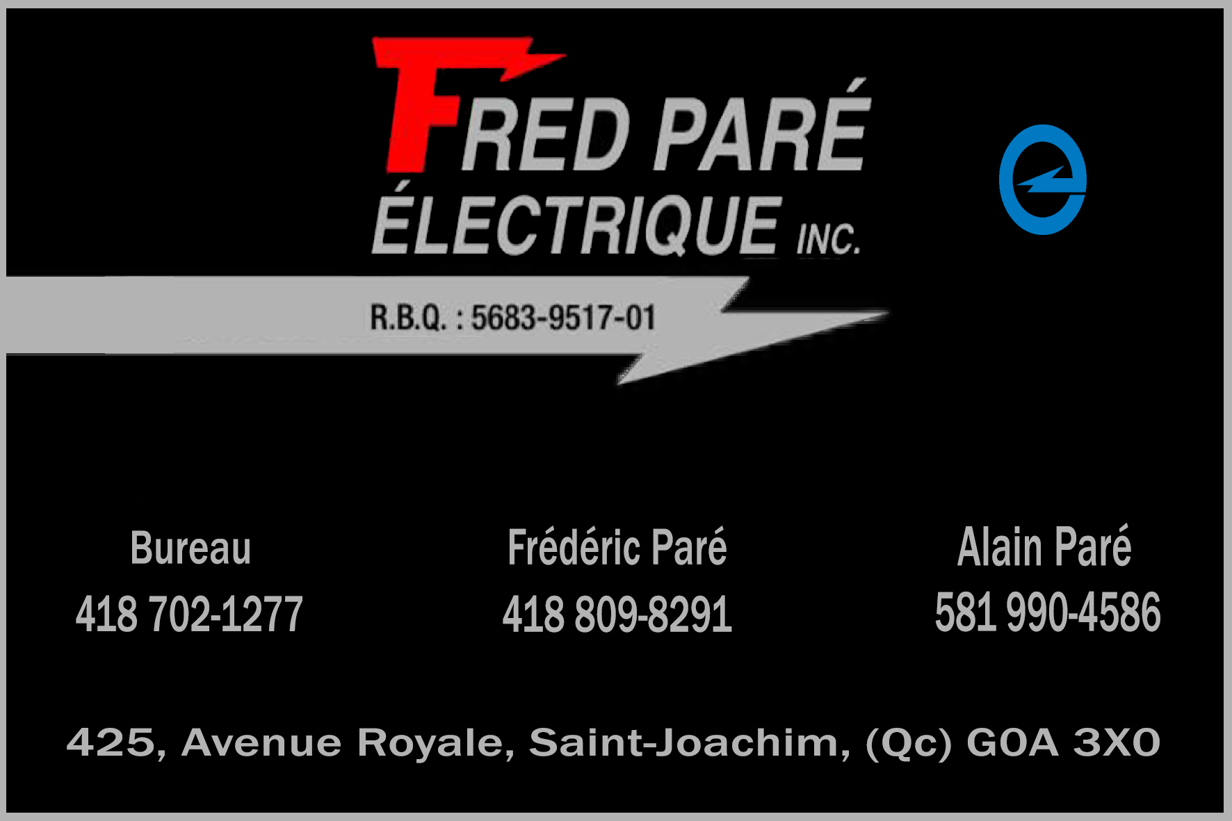 FRED PARÉ ÉLECTRIQUE INC