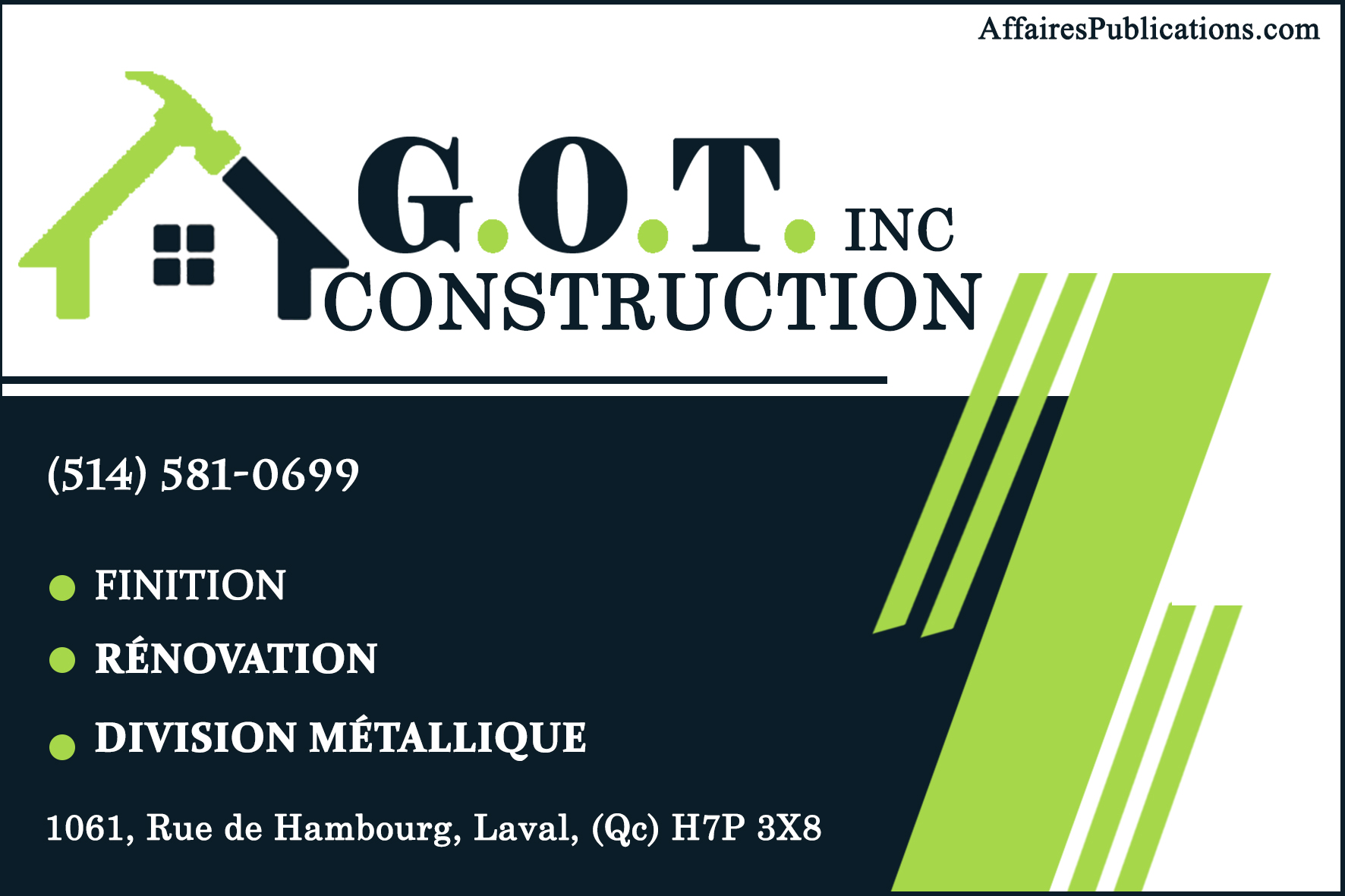 G.O.T. CONSTRUCTION INC
