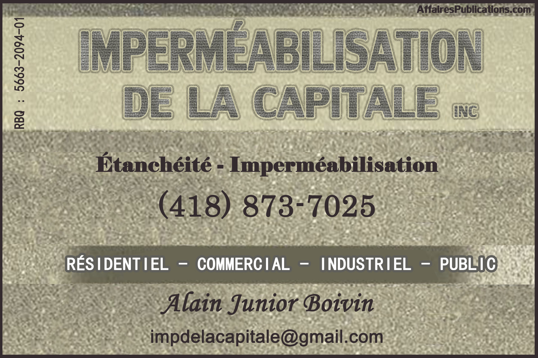 IMPERMÉABILISATION DE LA CAPITALE INC