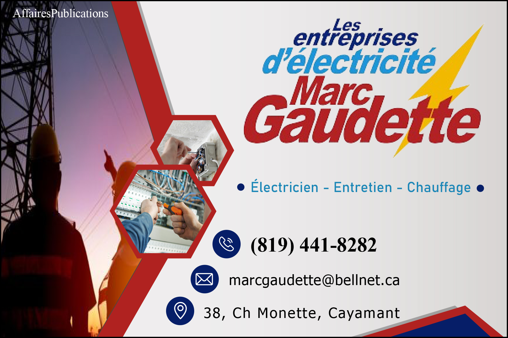 LES ENTREPRISES D&rsquo;ÉLECTRICITÉ MARC GAUDETTE