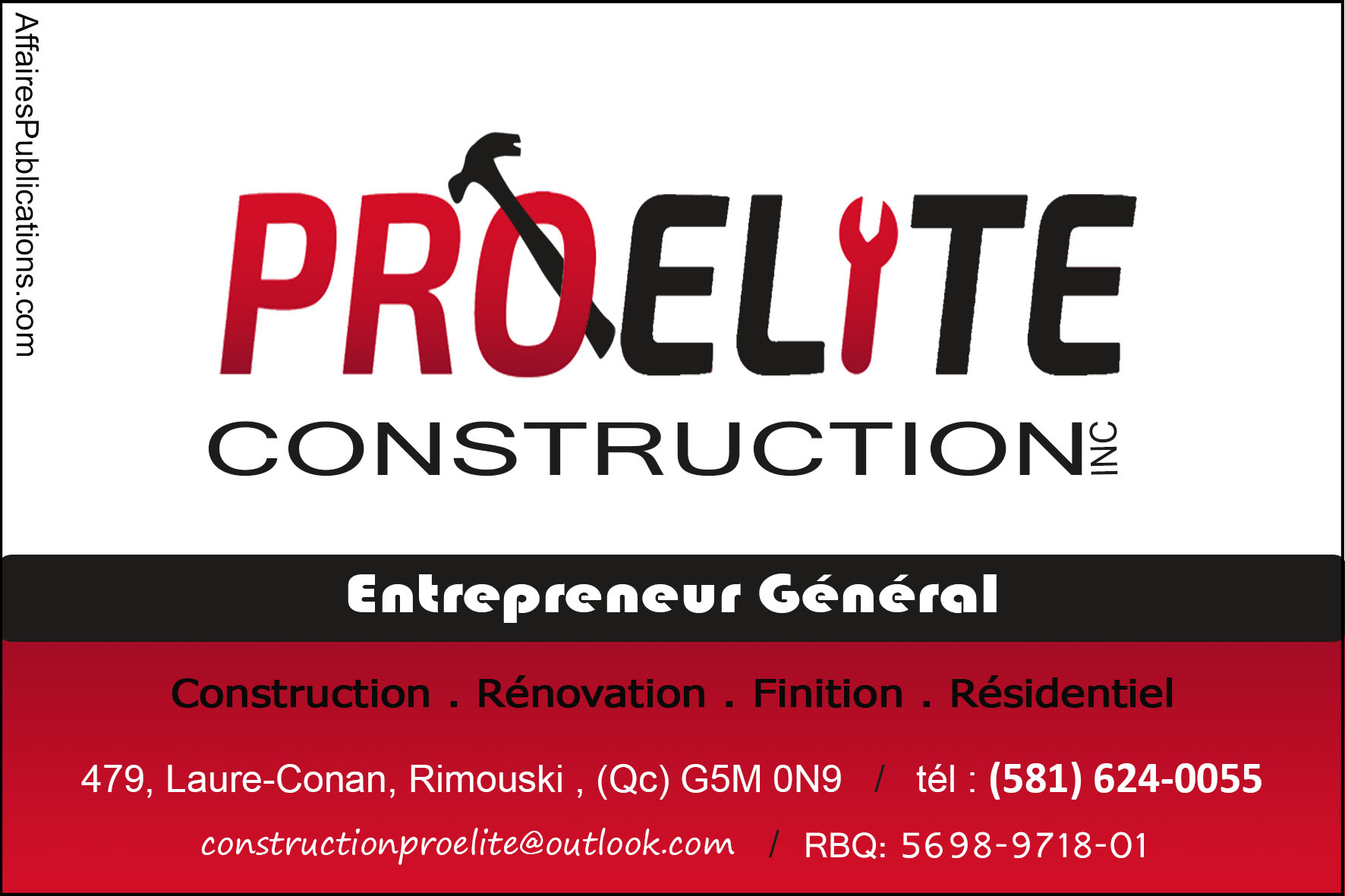 CONSTRUCTION PRO-ÉLITE INC