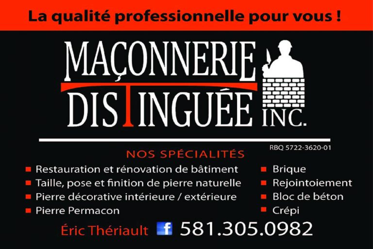 MAÇONNERIE DISTINGUÉES INC