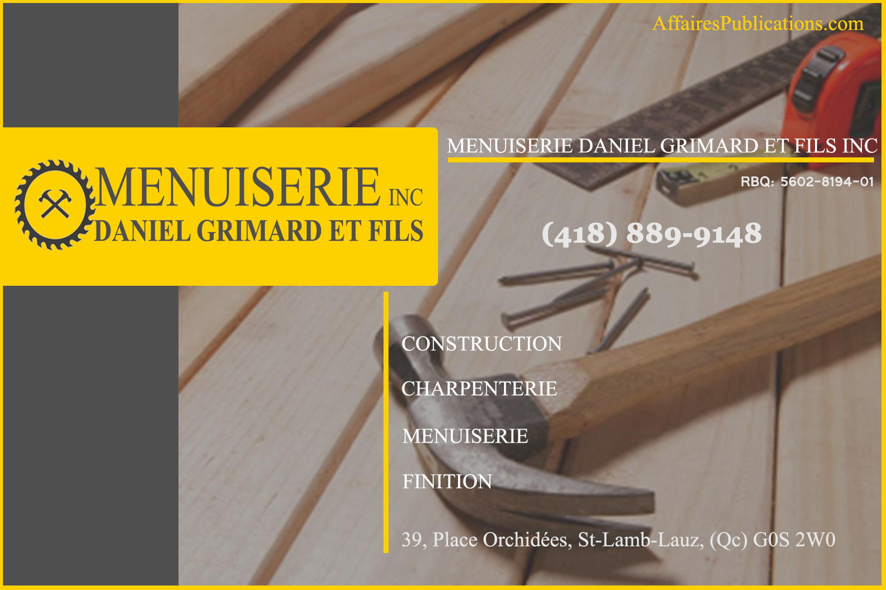 MENUISERIE DANIEL GRIMARD ET FILS INC