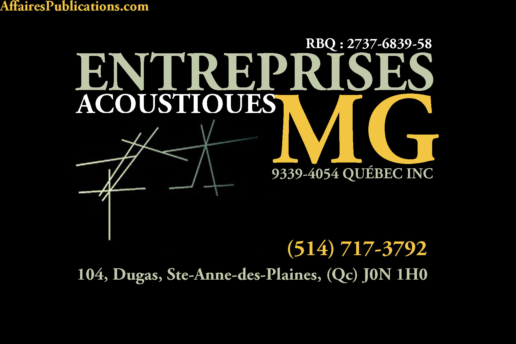 ENTREPRISES ACOUSTIQUES MG INC