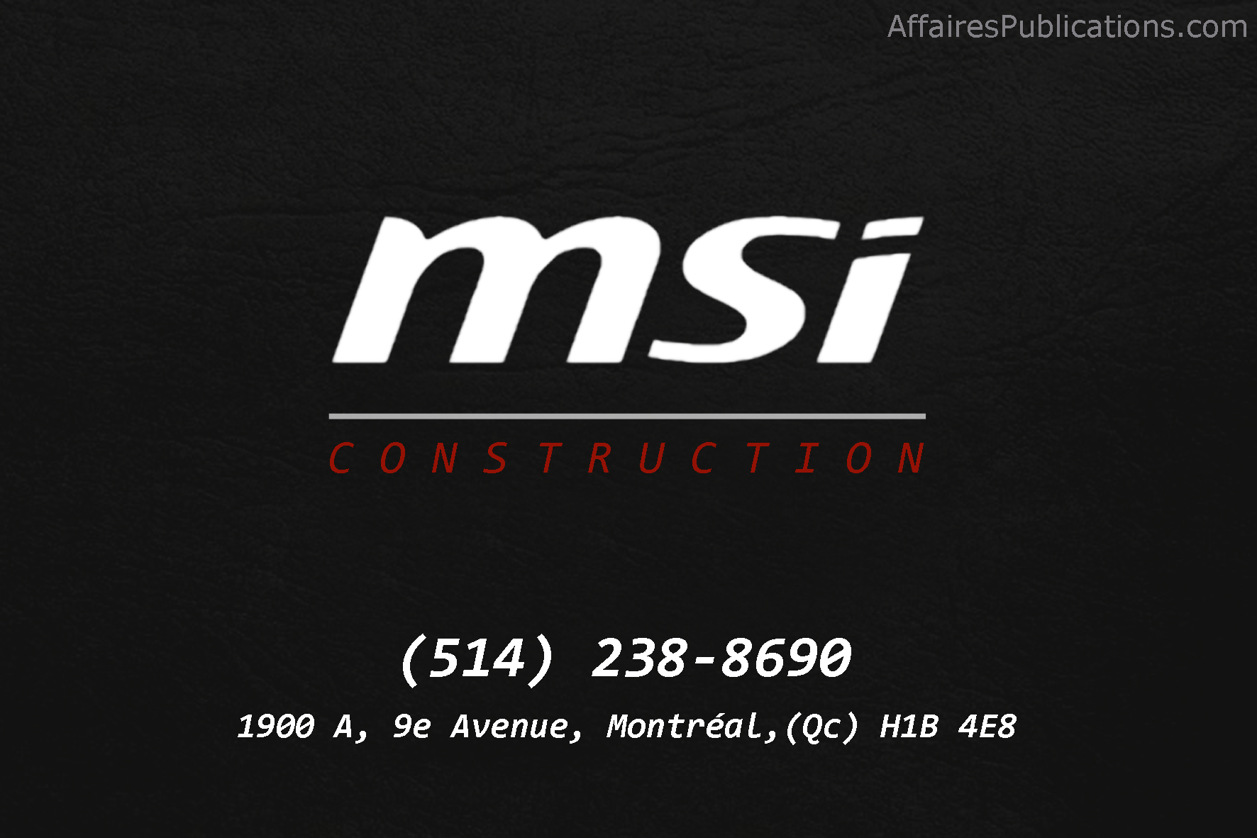 CONSTRUCTION MSI INC