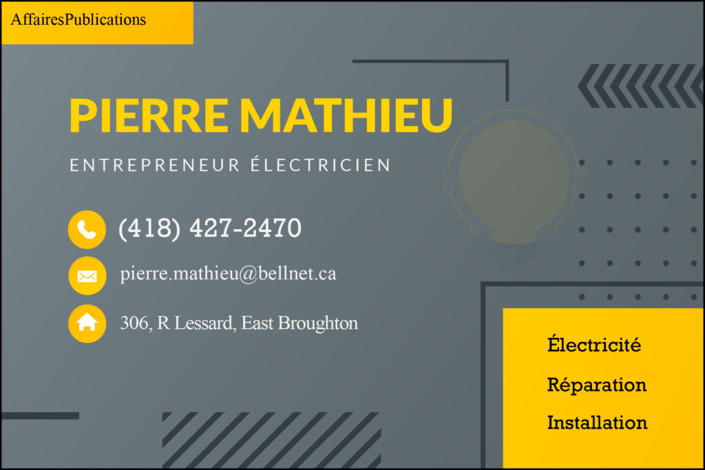 PIERRE MATHIEU ENTREPRENEUR ÉLECTRICIEN