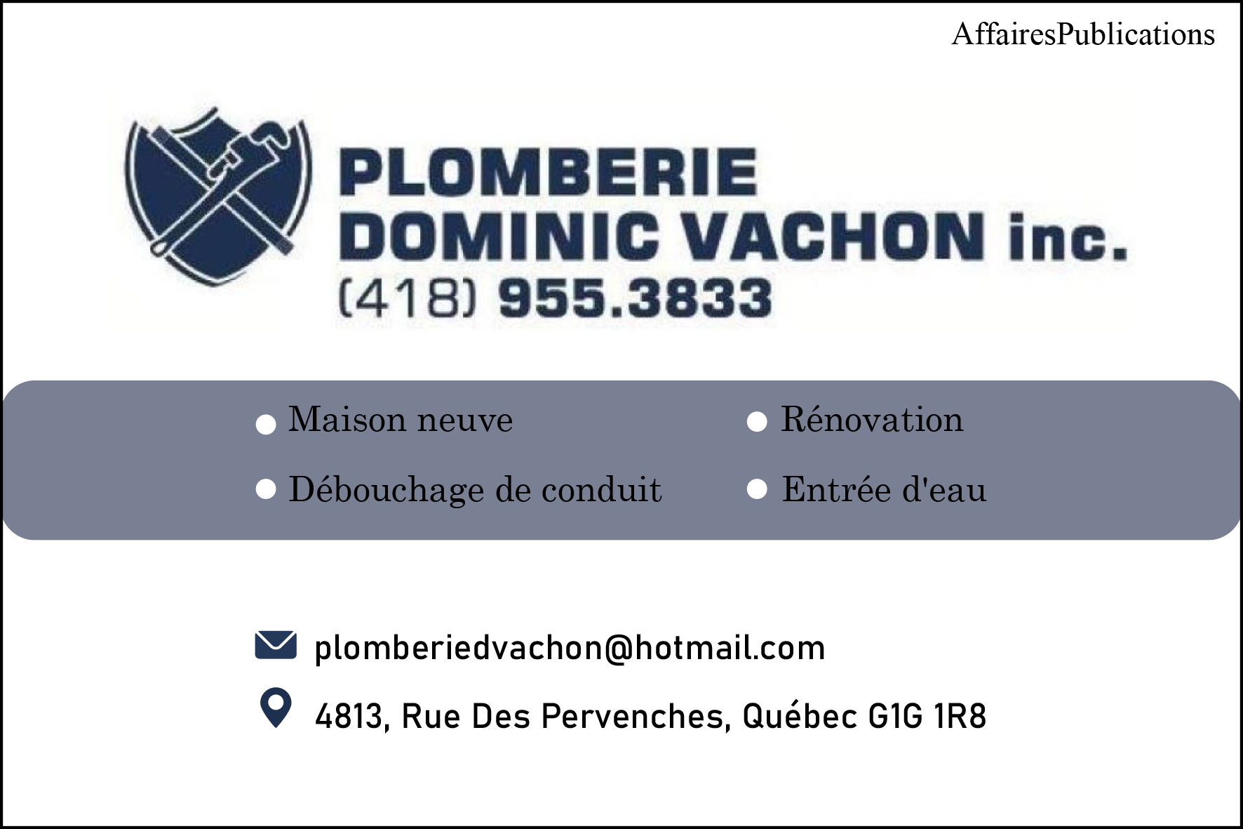 PLOMBERIE DOMINIC VACHON INC