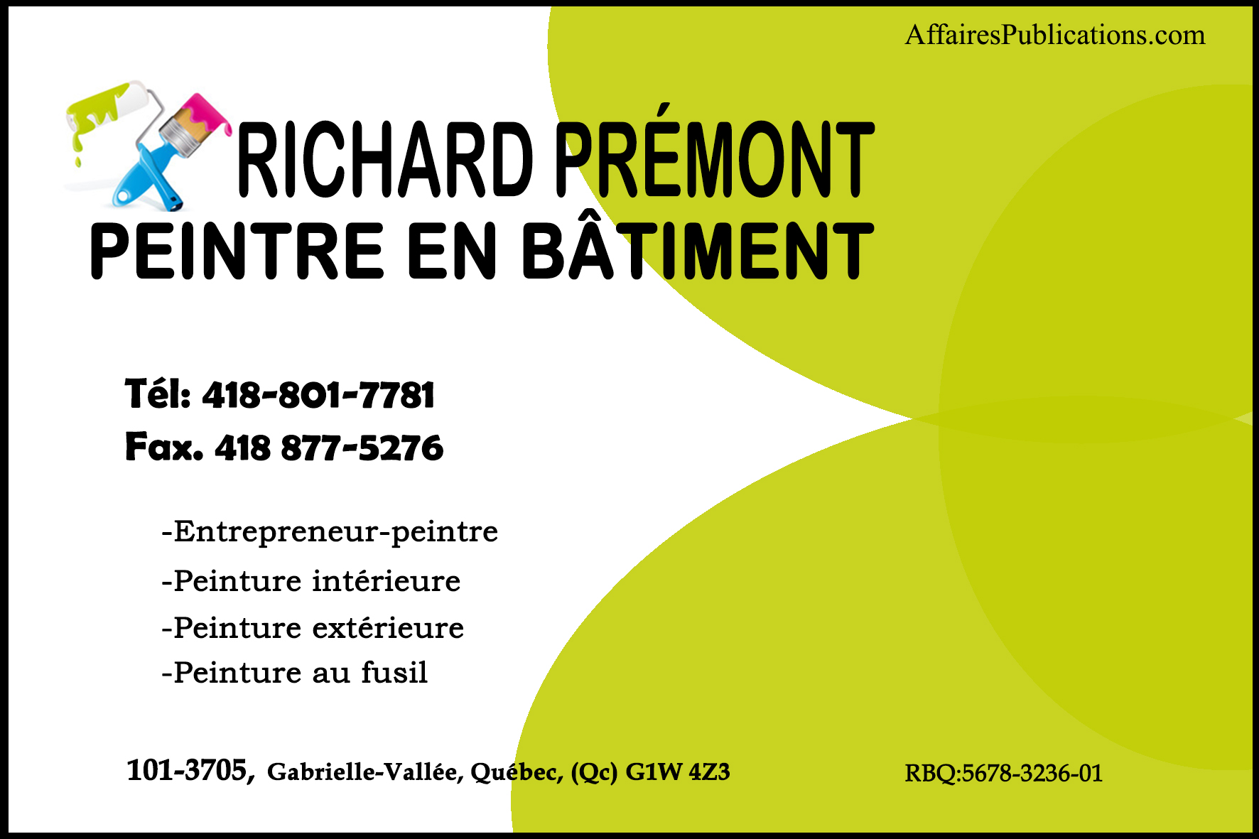 RICHARD PRÉMONT PEINTRE EN BÂTIMENT