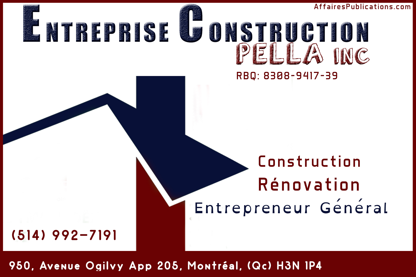 ENTREPRISE DE CONSTRUCTION PELLA INC