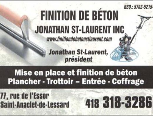 FINITION DE BÉTON JONATHAN