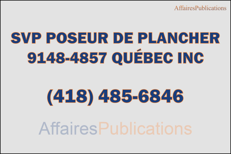 SVP POSEUR DE PLANCHER <br/> 9148-4857 QUÉBEC INC