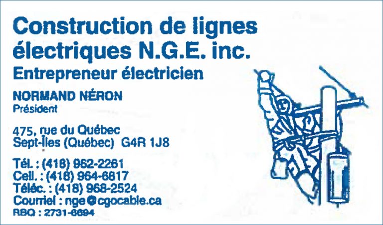 CONSTRUCTION DE LIGNES ÉLECTRIQUES N.G.E. INC
