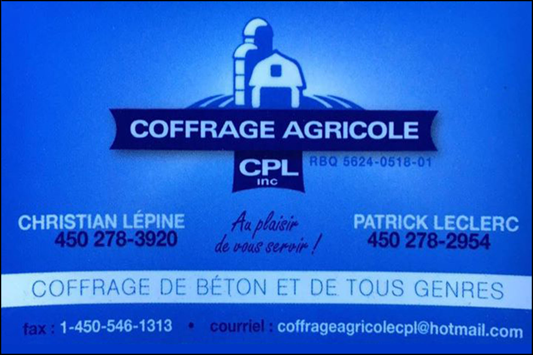 COFFRAGE AGRICOLE CPL