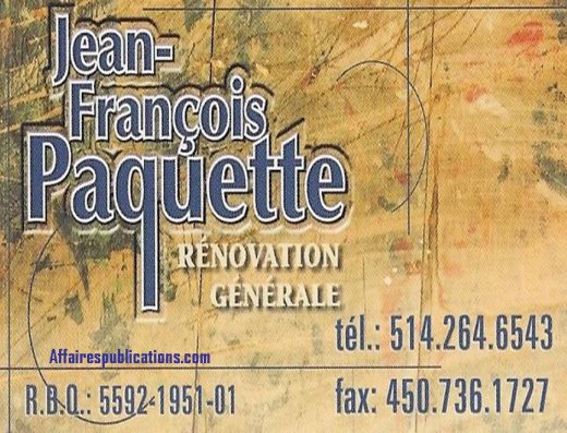 RÉNOVATION JEAN-FRANÇOIS PAQUETTE