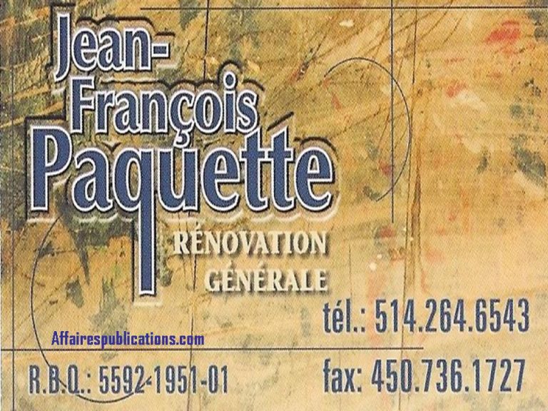 RÉNOVATION JEAN-FRANÇOIS PAQUETTE