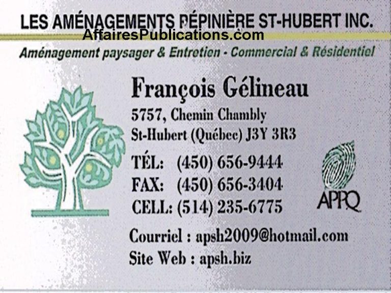 AMÉNAGEMENT PÉPINIÈRE ST-HUBERT
