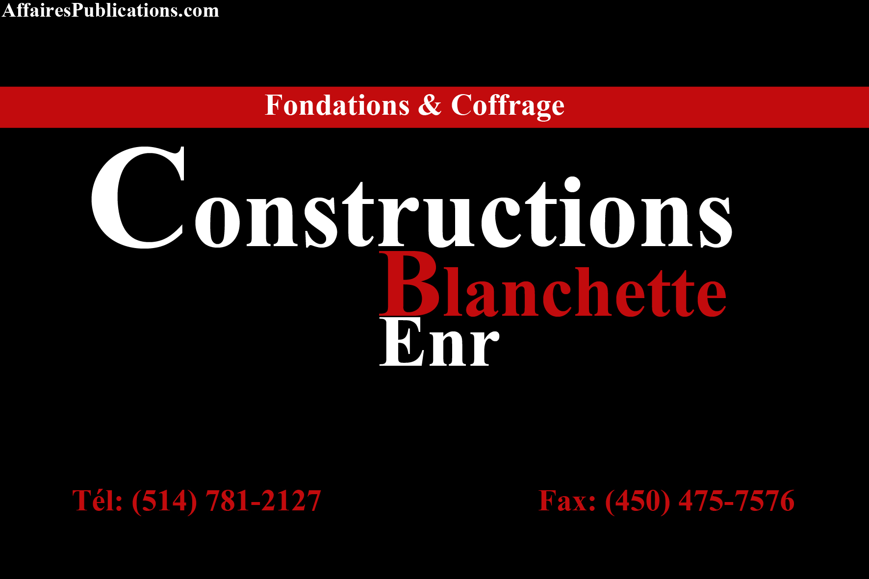 CONSTRUCTIONS BLANCHETTE ENR
